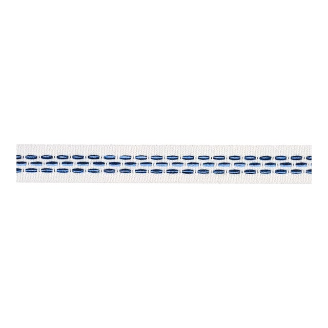 SAMPLE - Schumacher Portola Tape Narrow Indoor/Outdoor In Blue For Sale