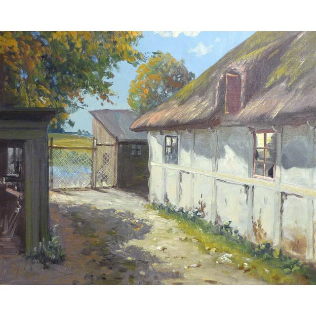 Wood Farmhouse Landscape Oil Painting Gustav P. Rimmer 1904 - 1966 Listed Artist For Sale - Image 7 of 8