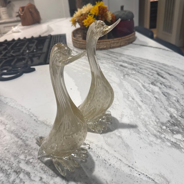 Vintage Murano Gold Aventurine Art Glass Duck Figurines - Pair - Mint Condition For Sale In Houston - Image 6 of 11