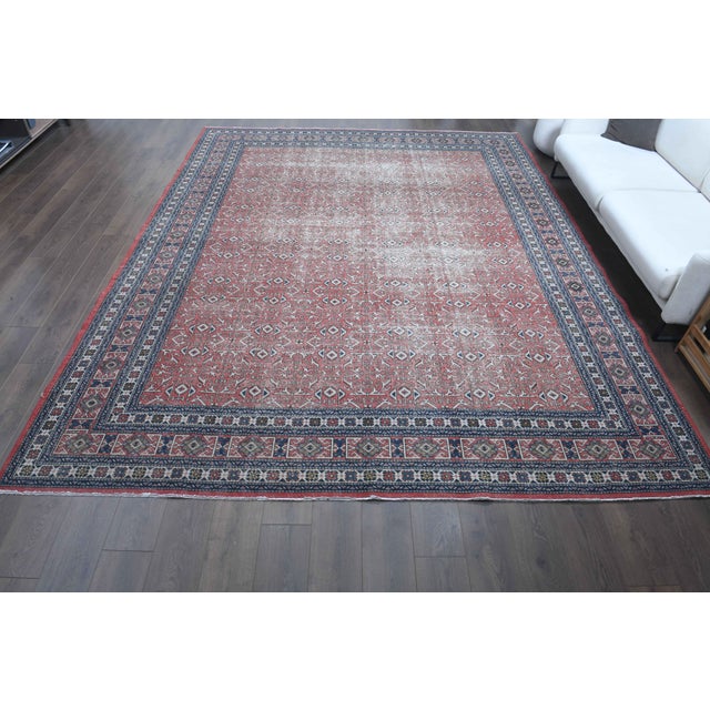 1970s Vintage Persian Handmade Wool Cotton Light Red Area Rug For Sale - Image 9 of 11