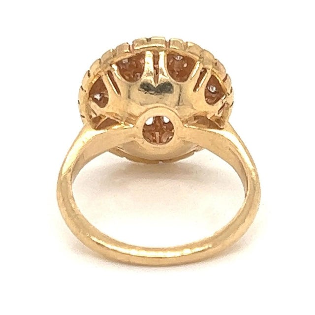 Mid 20th Century Mid 20th Century Diamonds 14k Yellow Gold Fancy Round Floral Ring - Size 4.5 For Sale - Image 5 of 6