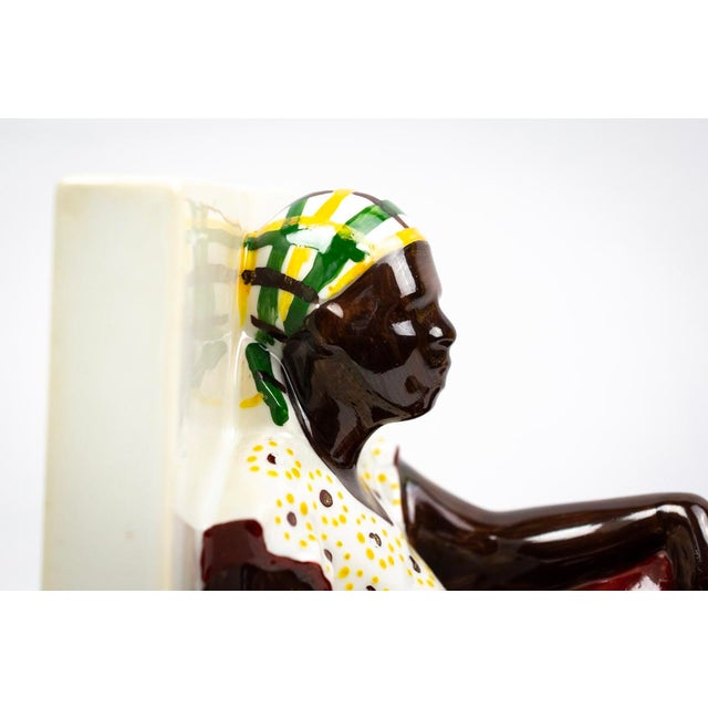 Ceramic Art Deco Glazed Earthenware Bookends by Émile André Leroy for GDV Bavère, 1930s, Set of 2 For Sale - Image 7 of 15