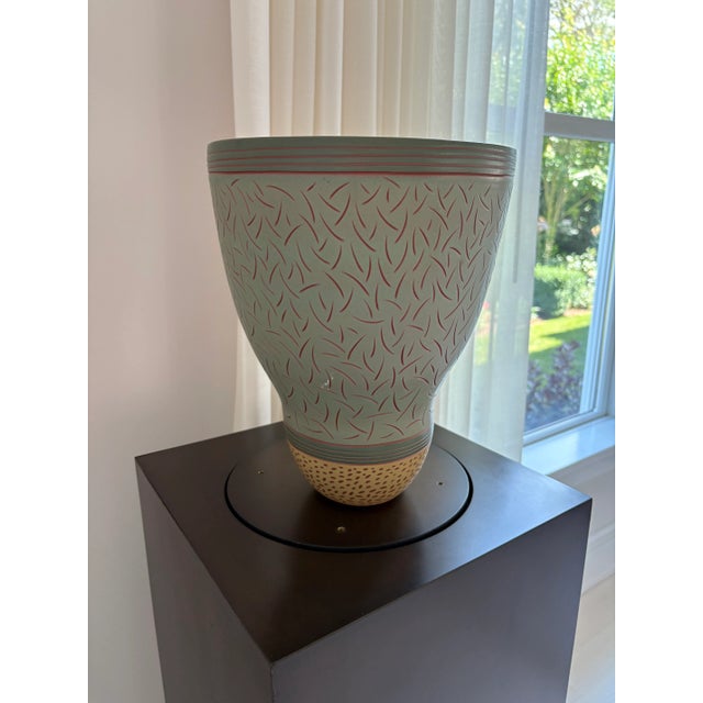 Emily Rossheim Vintage Large Sgraffito Terracotta Ceramic Vase Sculpture For Sale - Image 9 of 12