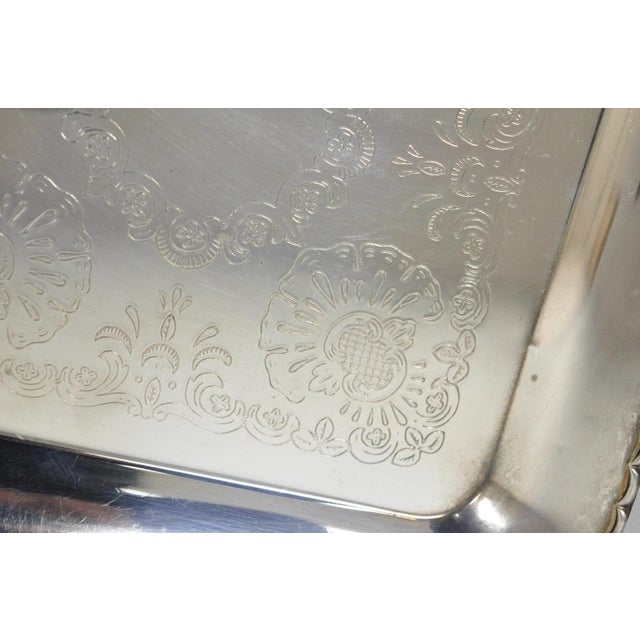 Silver Vintage Silver Plated Victorian Style 9" Square Small Trinket Dish Platter Tray For Sale - Image 8 of 12