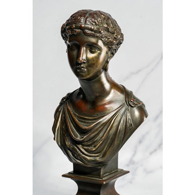 Stone Neoclassical Goddess Venus Antique 19th Century French Bronze Statue Sculpture Marble Artist Signed Base Home Decor Art For Sale - Image 7 of 18