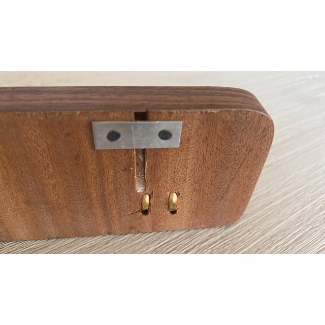 Italian, Mid-Century Modern Wood and Brass Wall Coat Hanger, 1960s For Sale - Image 9 of 10