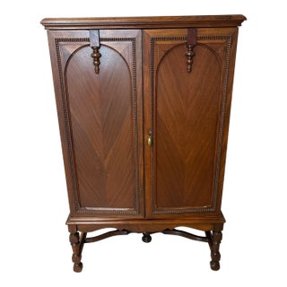 Rare 1940’s Hollywood Regency Bar Cabinet With Ice Box Drawer With Cut Outs for Glassware and Bar Tools For Sale