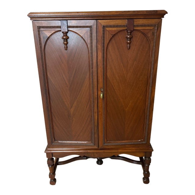 Rare 1940’s Hollywood Regency Bar Cabinet With Ice Box Drawer With Cut Outs for Glassware and Bar Tools For Sale