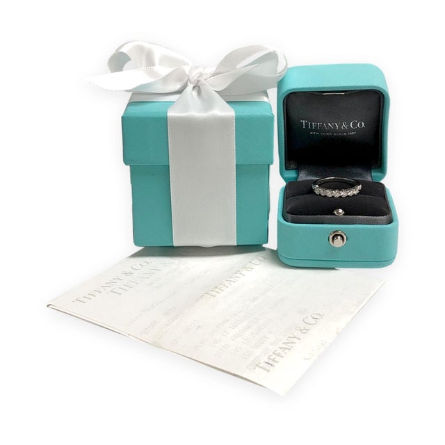 Metal Tiffany & Co. Platinum Forever 7-Stone Half Circle Diamond Band Ring 0.57cts, Size 5.5 For Sale - Image 7 of 8