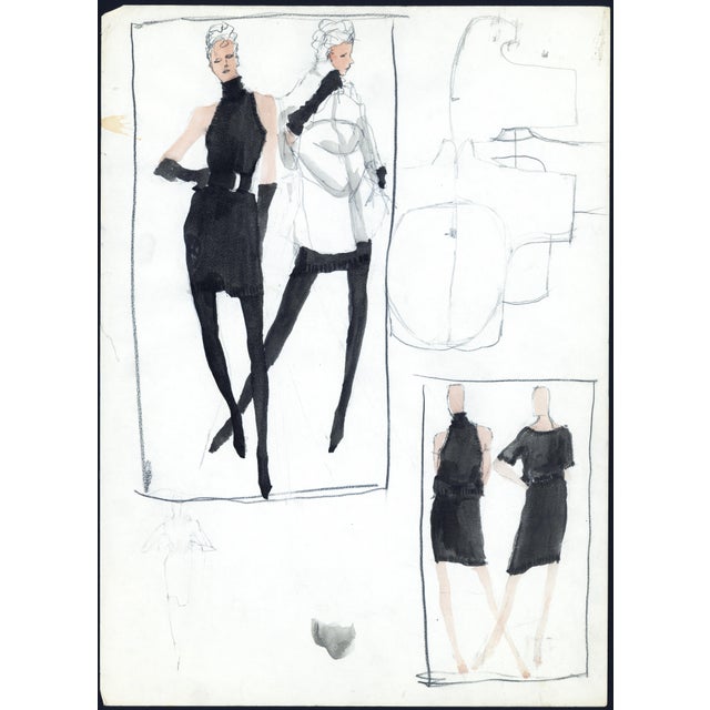 1980s Collection of 10 Original Gordon Henderson Fashion Drawings For Sale - Image 9 of 11
