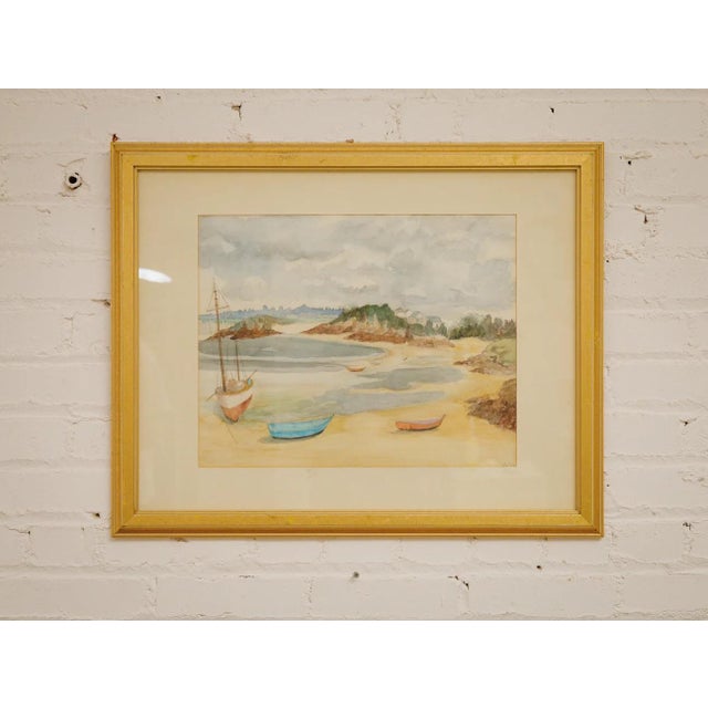 Boats on the Sand Watercolor For Sale In Los Angeles - Image 6 of 6