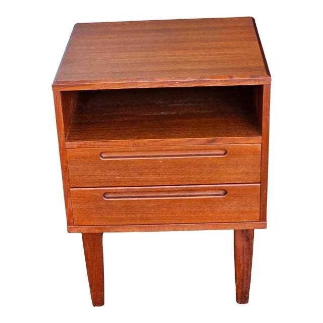 1950s Nils Jonsson Attribution 2 Drawer Teak Nightstand by Hnj For Sale