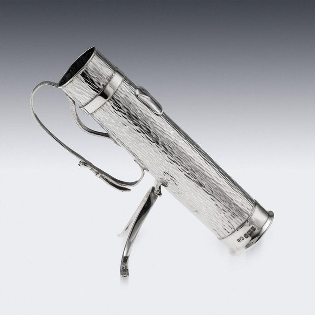 Metal Antique English Silver Golf Bag Cigar Holder from Sheffield, 1909 For Sale - Image 7 of 16