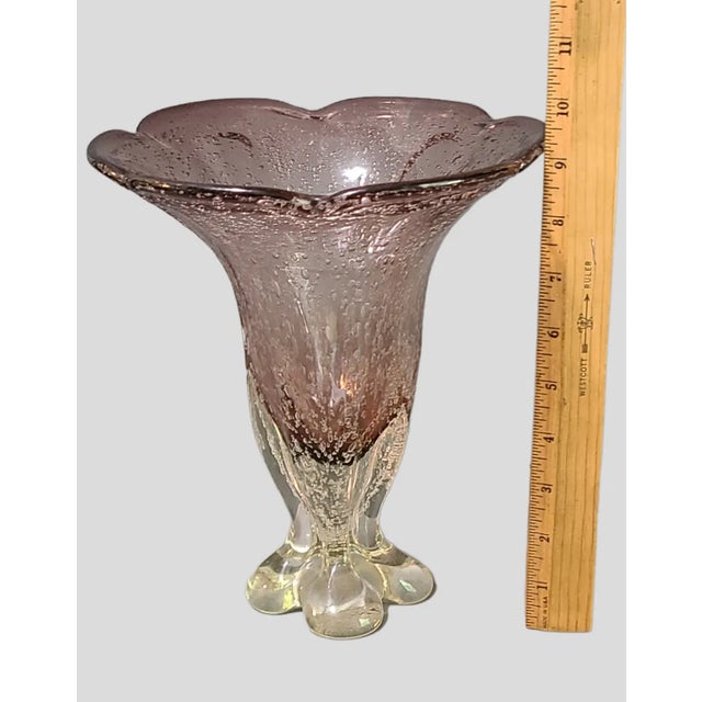 Mid-Century Modern Late 20th Century Venetian Murano Style Art Glass Amethyst Purple Vase For Sale - Image 3 of 7