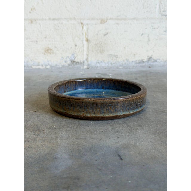 Mid-Century Modern Ceramic Bowl Michael Andersen & Søn Danish Studio Pottery Blue Volcano Glaze 1960s For Sale - Image 3 of 8