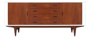 Danish Teak and Lacquered Tambour Door Credenza by Bernhard Pedersen