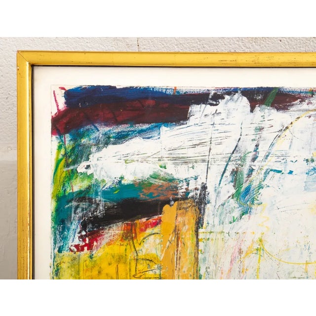 Paper Large Late 20th Century Abstract Expressionist Still Life Painting – Vase With Roses & Fruit, Signed For Sale - Image 7 of 11