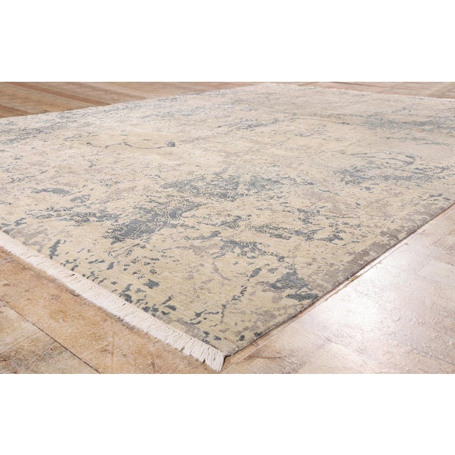 Beige Vintage Contemporary Indian Rug, 09'00 X 12'00 For Sale - Image 8 of 10