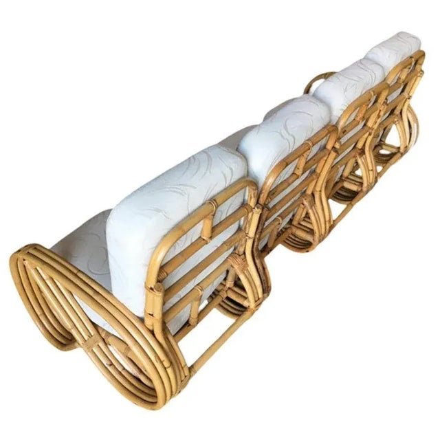 1950s Restored 3 Strand 3/4 Round Pretzel 4 Seat Sectional Sofa For Sale - Image 5 of 8
