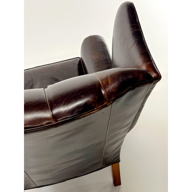 Vintage Mitchell Gold + Bob Williams Gustave Genuine Leather Wing Chair For Sale - Image 10 of 12