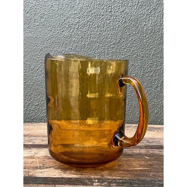 Vintage Amber Glass Pitcher For Sale - Image 10 of 12