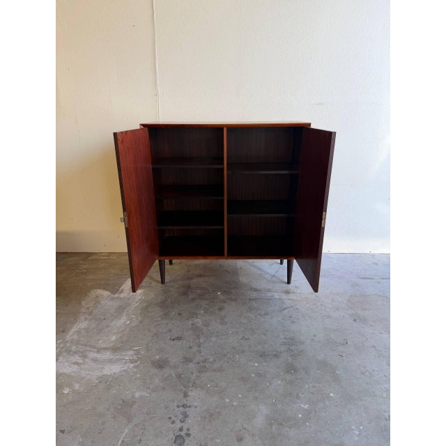 Wood 1960s Mid-Century Danish Rosewood Cabinet - Vintage Scandinavian Storage Cupboard With Shelves For Sale - Image 7 of 11