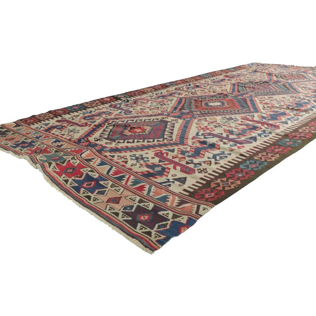 78190 Antique Caucasian Kilim rug, 05'01 x 10'09. From warming up modern interiors and adding panache to formal areas,...