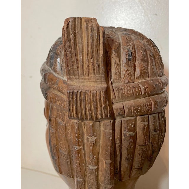 1930s Hand Carved African Tribal Man Ebony Wood Sculpture Statue Bust Figure For Sale - Image 13 of 13