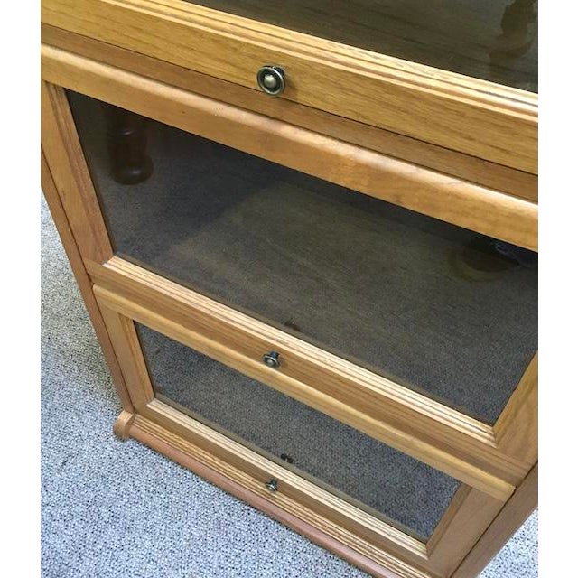 Lawyers Oak Bookcase/Storage Tall Cabinet With Retractable Glass Feature For Sale - Image 9 of 12