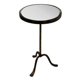 Spanish Round Gilded Iron & Mirrored Martini Table For Sale