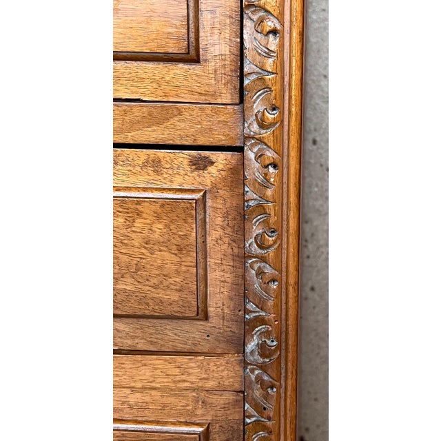 Spanish Fall-Front Secretary Desk in Carved Oak, Spain, circa 1950 For Sale - Image 13 of 18