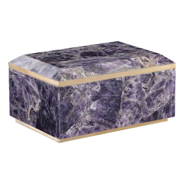 Maitland-Smith Large Amethyst Box With Brass For Sale