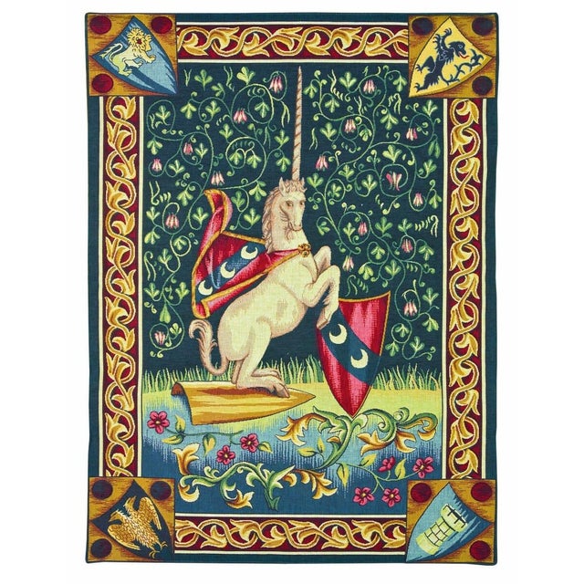 This stylized tapestry is inspired from the theme of the legendary Unicorn, an heraldic and mythical creature of the...