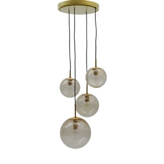 Cascade Lamp with Four Smoked Hand-Blown Spheres from Glashütte Limburg, 1960s For Sale