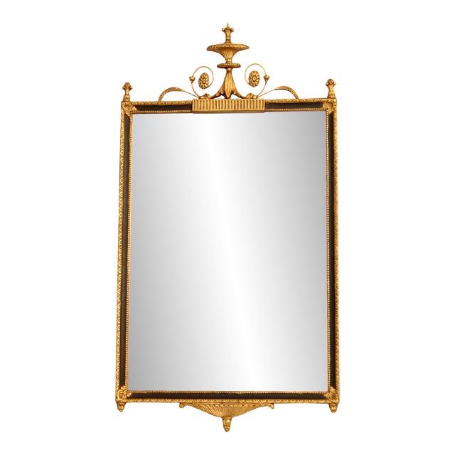 Friedman Brothers Neoclassical Black & Gold Mirror For Sale