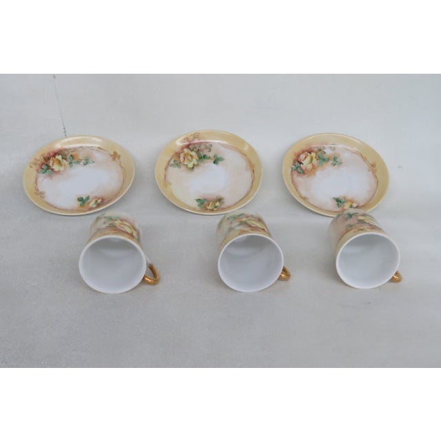 Ceramic Austria W Porcelain Set of 3 Coffee Espresso Cups and Saucers For Sale - Image 7 of 12