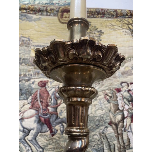 Vintage Ornate Brass Floor Lamp For Sale - Image 5 of 8