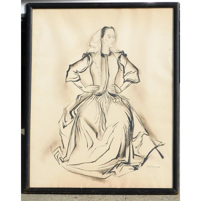 Mid-Century Modern Thomas Handforth B.1897 Wa/Ca Artist, Mixed Media 18 X 24 For Sale - Image 3 of 3