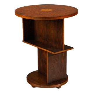 Amsterdam School Side Table in Palisander and Burl Veneer, the Netherlands, 1920s For Sale