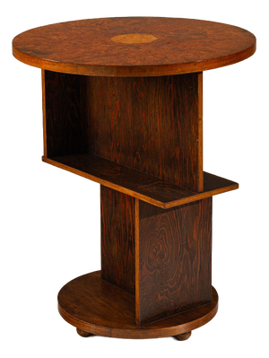 Amsterdam School Side Table in Palisander and Burl Veneer, the Netherlands, 1920s
