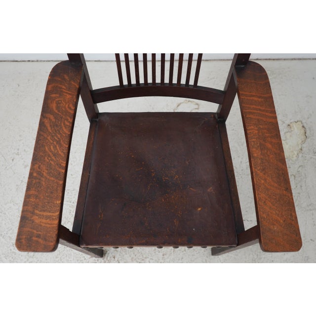 L&jg Stickley Mission Oak Spindle Back Armchair For Sale - Image 9 of 18