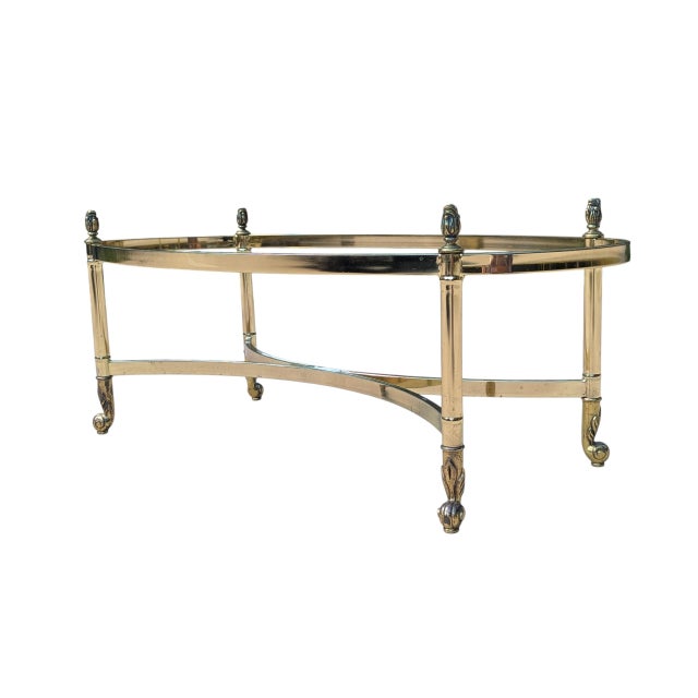 Labarge Vintage Labarge Regency Brass and Glass Cocktail Table For Sale - Image 4 of 18