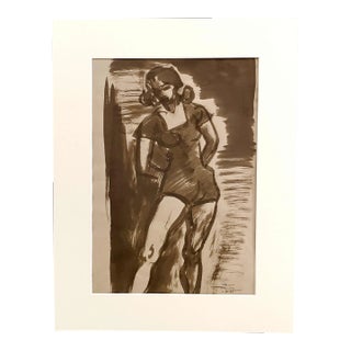 1946 Ink on Paper Standing Image of a Dancer by Artist Harold Haydon For Sale