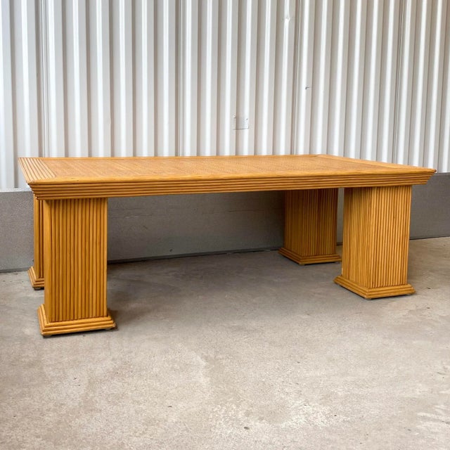 Late 20th Century Crespi Style Pencil Reed Bamboo and Wicker Coffee Table For Sale - Image 12 of 13