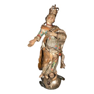 17th Century Spanish Polychrome Immaculate Conception Sculpture, 1650 For Sale