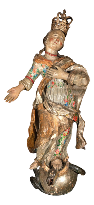 17th Century Spanish Polychrome Immaculate Conception Sculpture, 1650