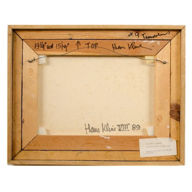 Orange Abstract Expressionist Mixed-Media Painting by Hans Kline Entitled "Circus Tumblers", Framed For Sale - Image 8 of 13