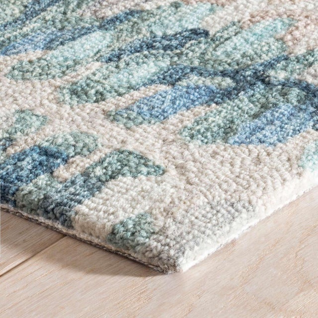 Dash & Albert Dash & Albert by Annie Selke Paint Chip Blue Micro Hooked Wool Rug, 2'6" x 8' For Sale - Image 4 of 6