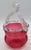 Circa 1880 English Cranberry Glass Bride's Basket With Clear Handle For Sale In Raleigh - Image 6 of 8