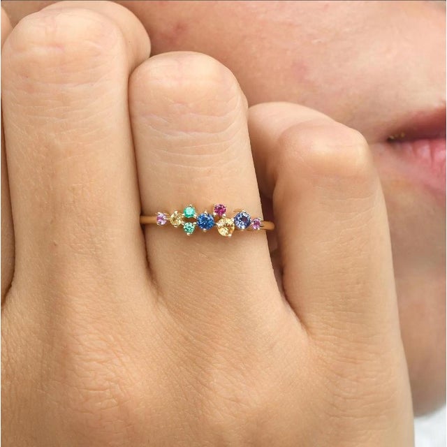 Natural 0.32 cts rainbow sapphire ring gold For Sale - Image 12 of 18